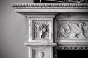 Detail of marble mantel in the parlor, 1800-05
